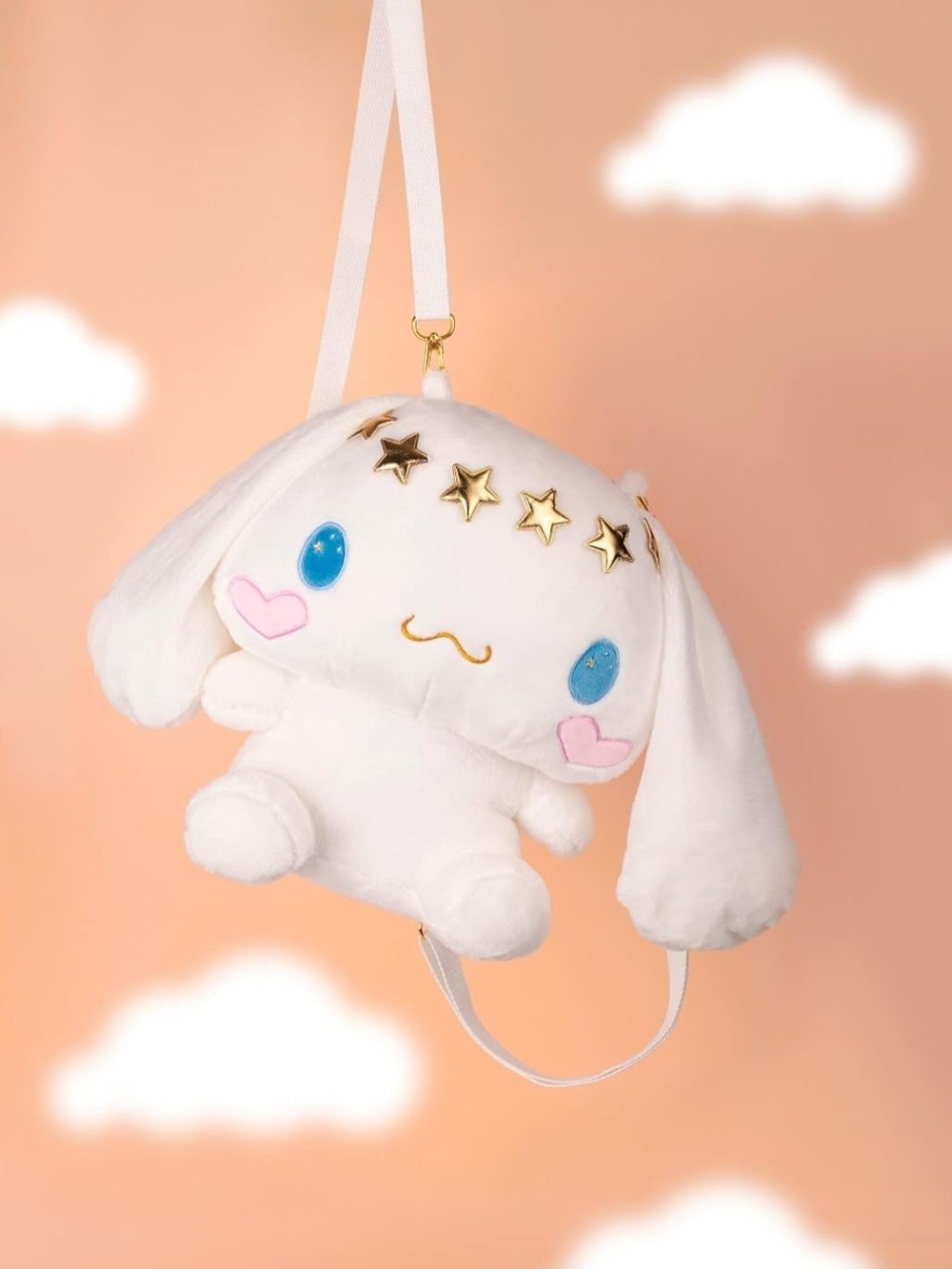 White Plush Bunny Crossbody Bag with Gold Star Accents - Kids Toys